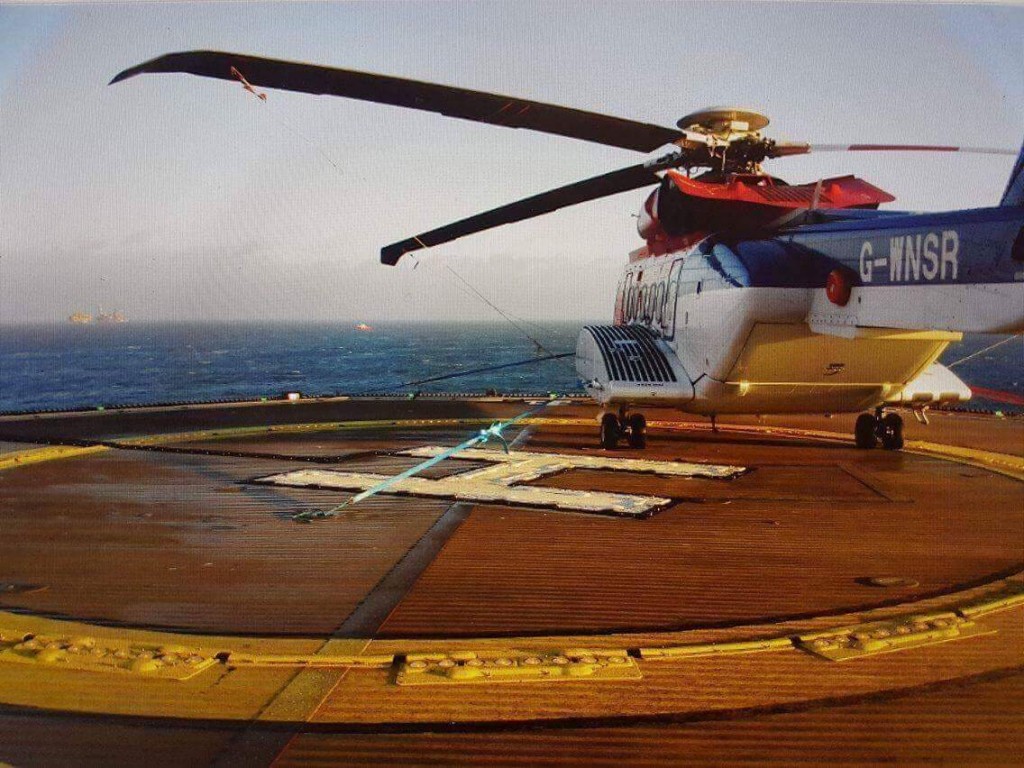 CHC Sikorsky S-92A G-WNSR on the Total West Franklin Helideck - note it is not clear if this is its position immediately after the occurrence of if it had been moved to allow winching of personnel (Credit: Unknown via Energy Voice)