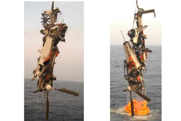 Wreckage of Airbus Helicopters AS365N3 VT-PWF of Pawan Hans (Credit: IAAIB)