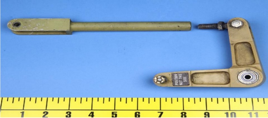 Disconnected Forward Main Rotor Servo Push Pull Rod and Rod End Bearing from BHN Sikorsky S-76C+ 5N-BGD (Credit via Nigerian AIB)