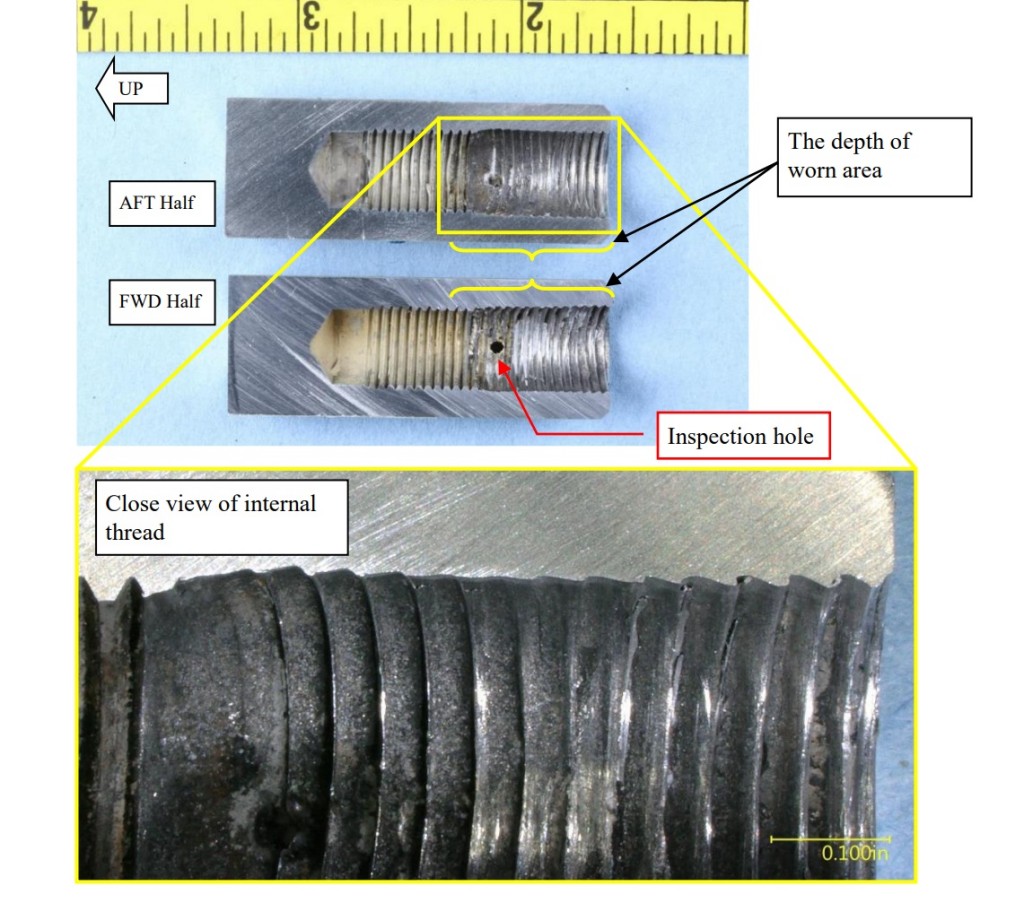 Thread Deformation After Sectioning: Heavilift Sikorsky S-76C+ PK-FUP (Credit KNKT/NTSC)