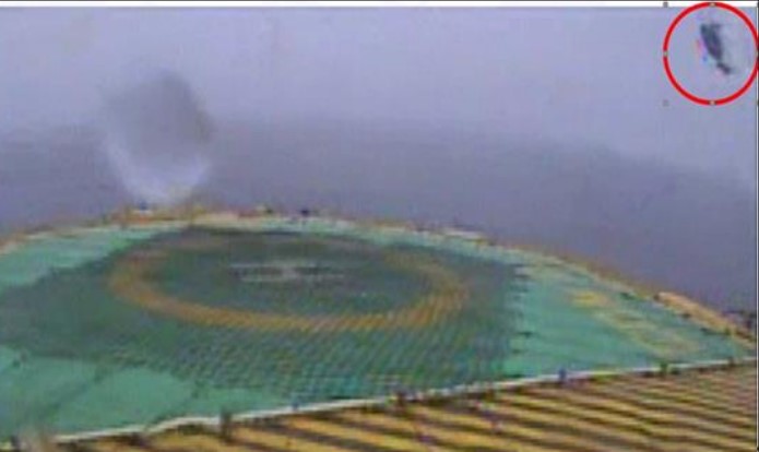 Sudden Pitch-up of Lider B412 PT-HUW on Approach to Petrobras P-07 (Credit: via CENIPA)